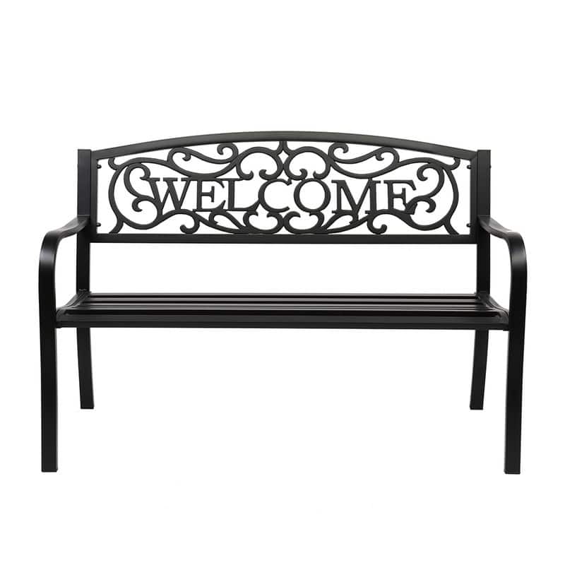 50 in. Outdoor Cast Iron Bench Decorative Patio Lawn Garden Park Bench