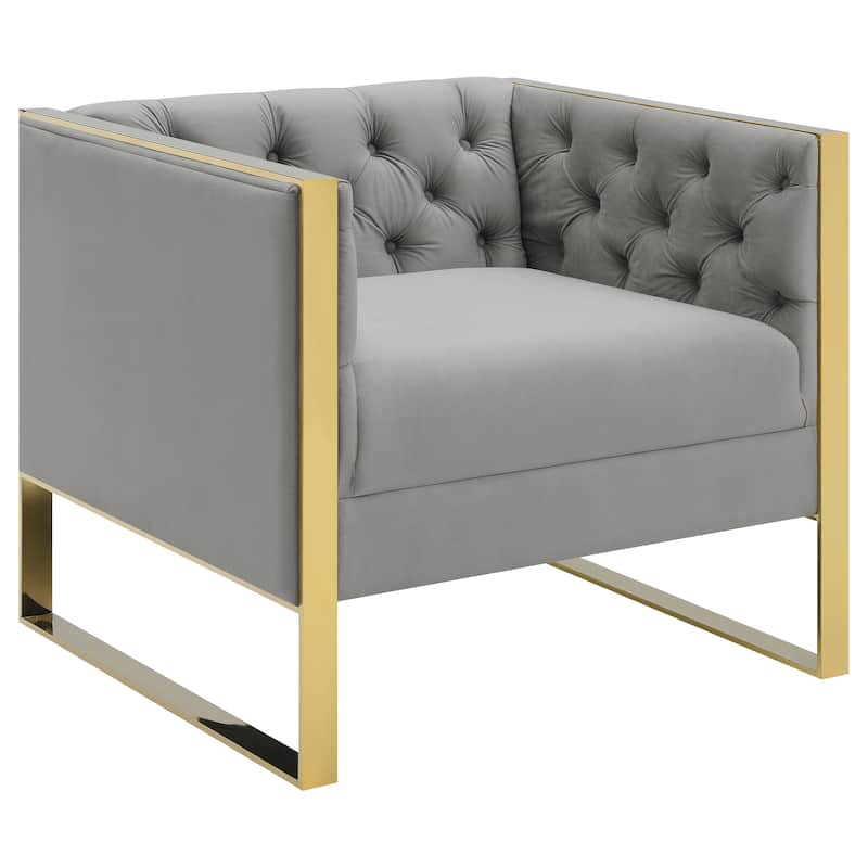 Eastbrook Velvet Upholstered Tufted Accent Chair Grey - Grey