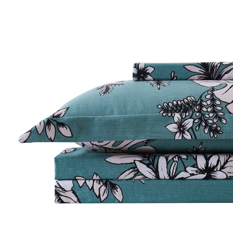 Flora Cotton Sateen Extra Deep Pocket 4-piece Bed Sheet Set
