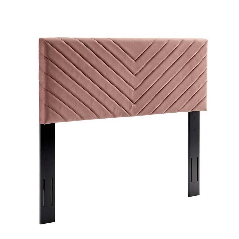 Roxanne Performance Velvet Platform Bed With Black Wood Legs