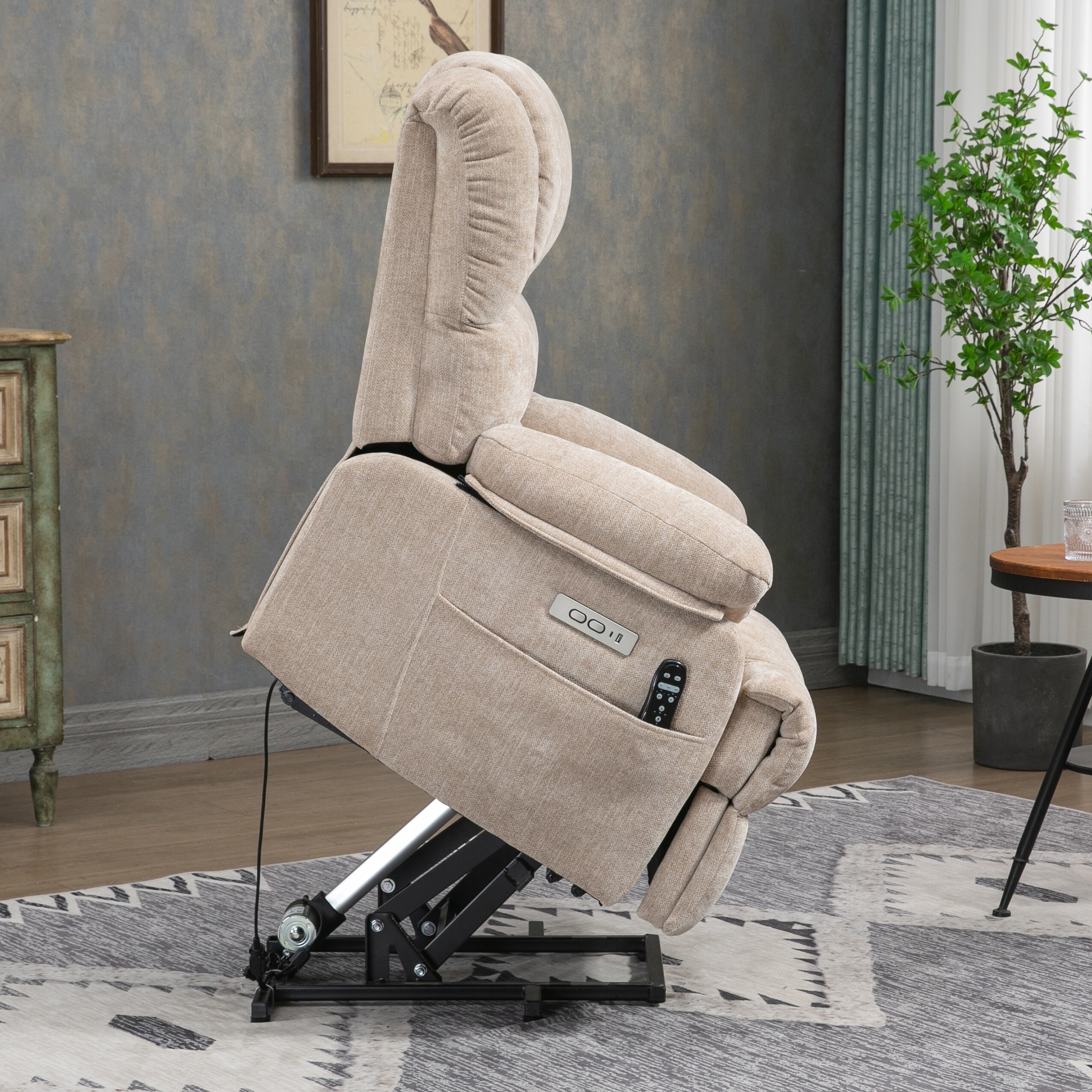 Beige outlet oversized recliner