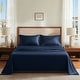 preview thumbnail 27 of 38, Deconovo Bamboo Fiber Satin Bedding Collection Duvet Cover (1 Piece) or Sheet Set (4 Piece) Bed Sheet Set-King(4-Piece) - Navy Blue