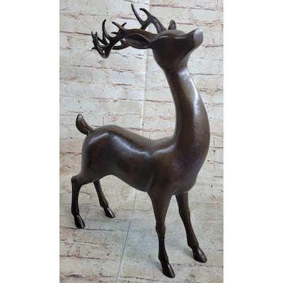Signed Miguel Lopez Stag Buck Deer Bronze Sculpture Hot Cast Figure Figurine