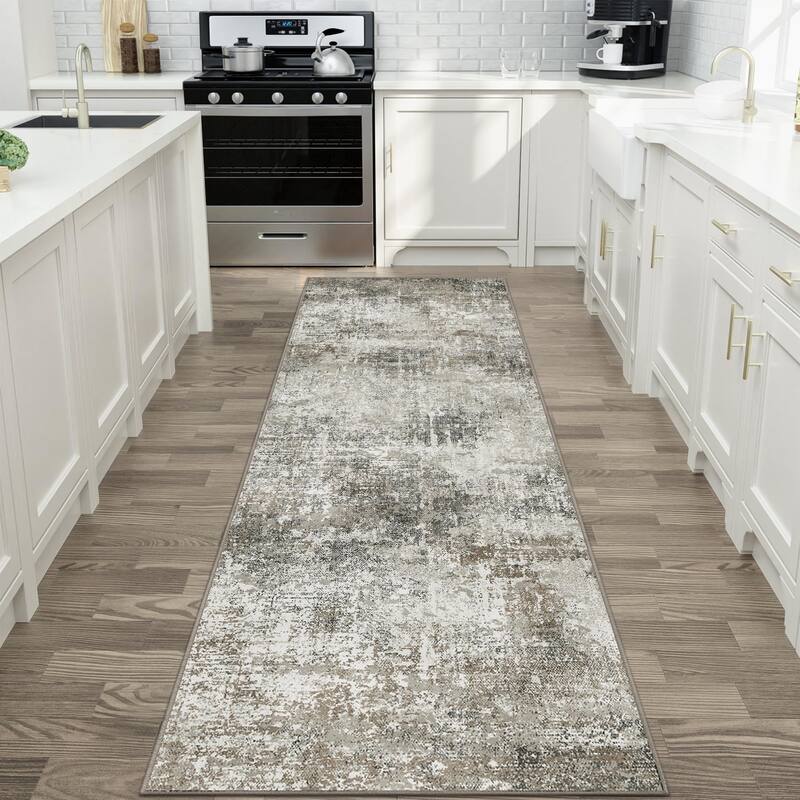 Mcow Vintage Floral Low-Pile Machine Washable Non-Slip Area Rug