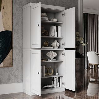 Palace Imports 100% Solid Wood 6-Shelf Bookcase with Solid Doors and Adjustable Shelves