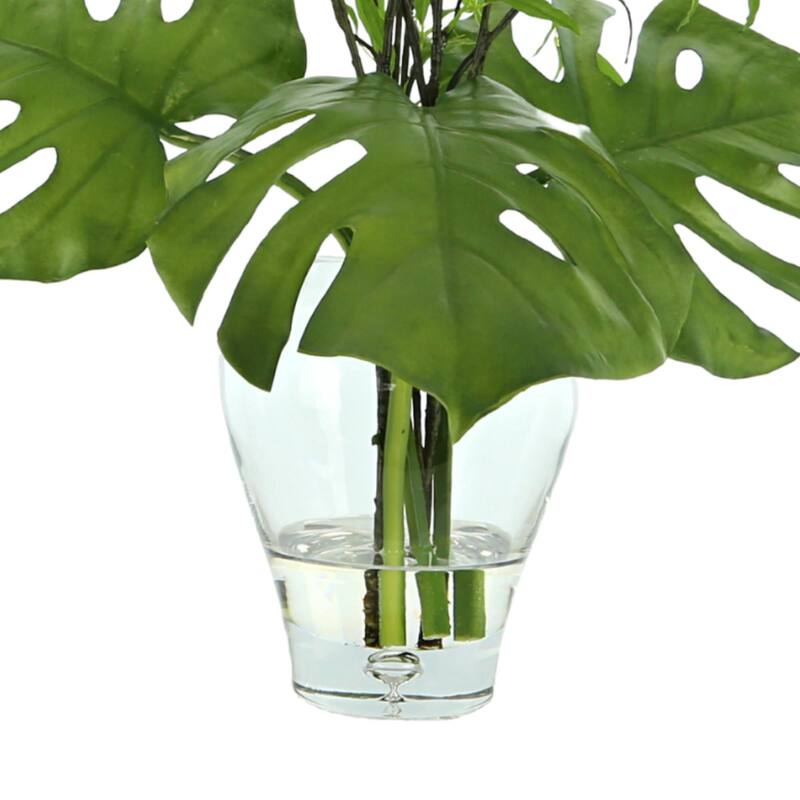 Philo Leaf and Willow Branch Arrangement in a Clear Glass Vase - Green