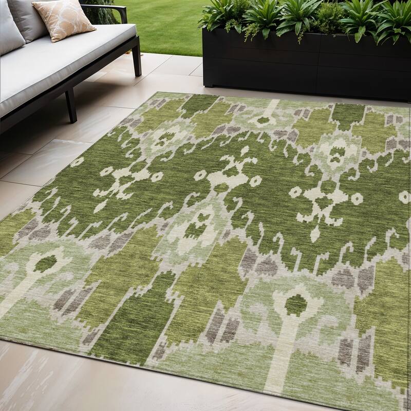 HomeRoots Ikat Transitional Rectangle Outdoor Rug - 5' X 8'