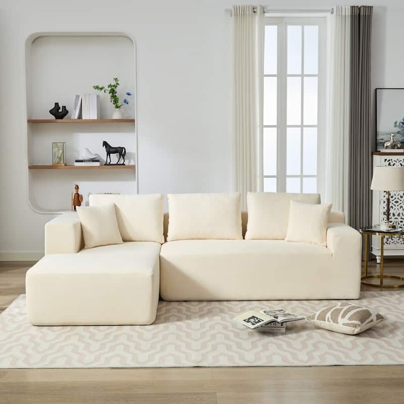 106.50" Relaxation Multifunctional Modular Reversible Sectional Sofa with Pillows - Beige