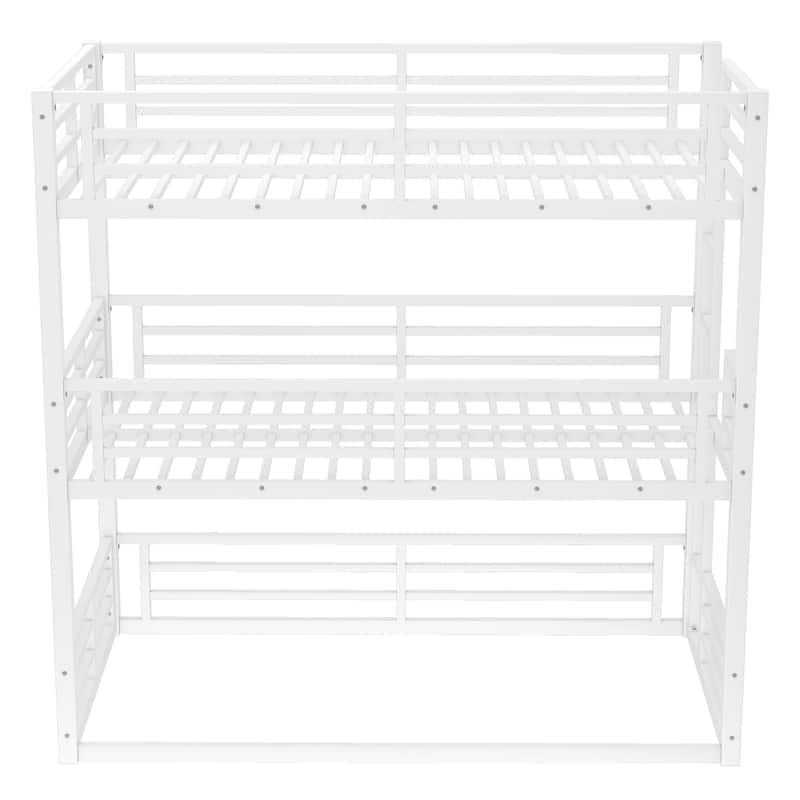 GDFStudio - Fillip Metal Triple Bunk Bed with Guardrails & Noise-Reduced Heavy-Duty Frame