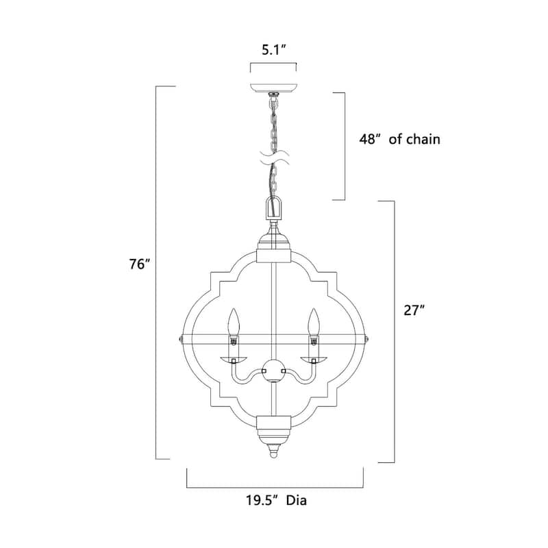 4-Light Wood Cage with Antique Sliver Belt Chandelier Ceiling Fixture - Wood and Antique Sliver