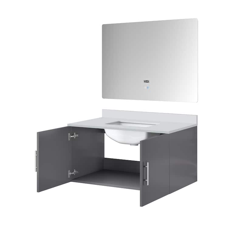 36-inch Bathroom Vanity with Marble Top, Soft Close Features,and Mirror -Scratch & Stain Resistant Countertop