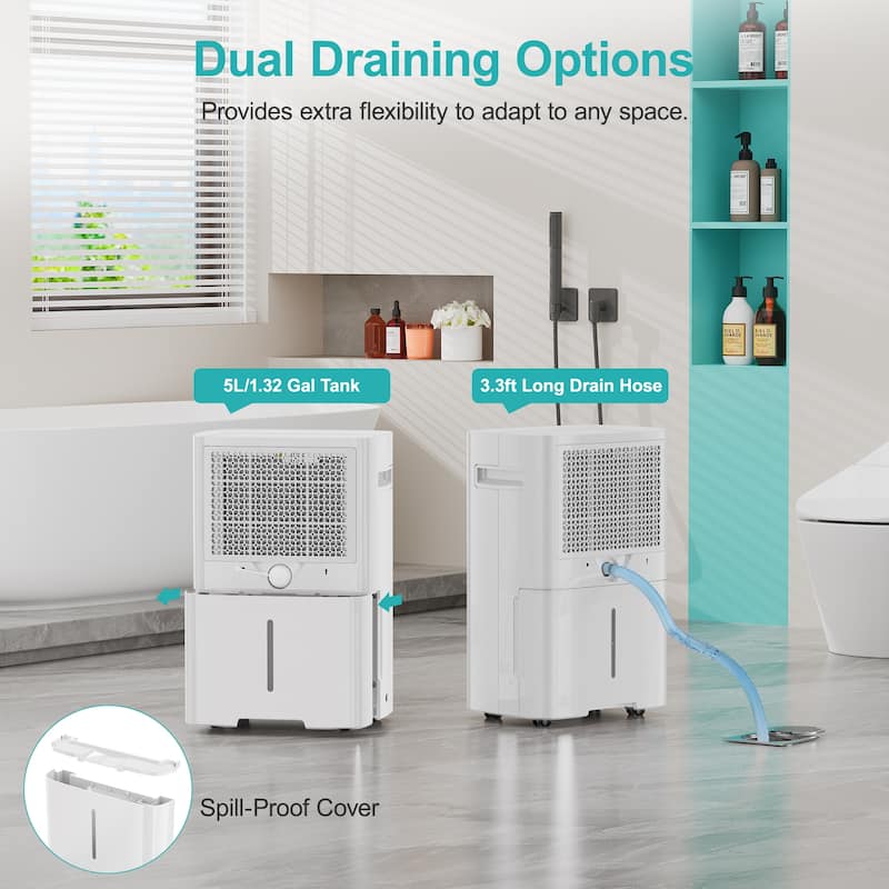 80 Pints Home Basement Dehumidifier with Intelligent Control Panel,for Rooms up to 5000 Sq.Ft