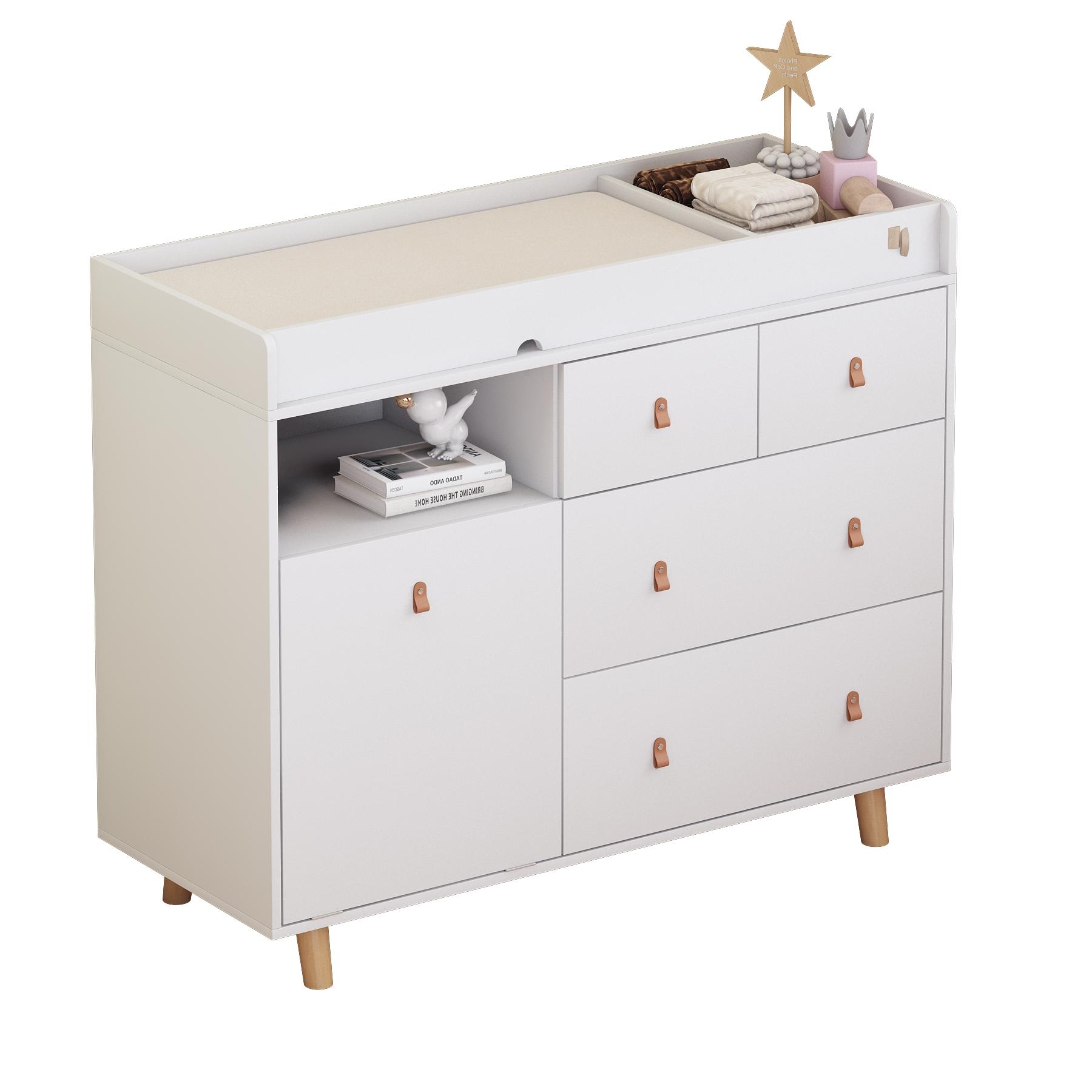 Wood Nursery Baby Dresser White Bedroom Dresser with 5 Drawers 38H