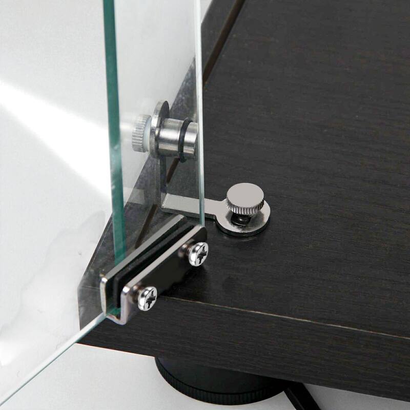 49.7" Tempered Glass Display Cabinet with Door Lock, Bluetooth LED Light Strip, Wine & Storage Cabinet with Casters