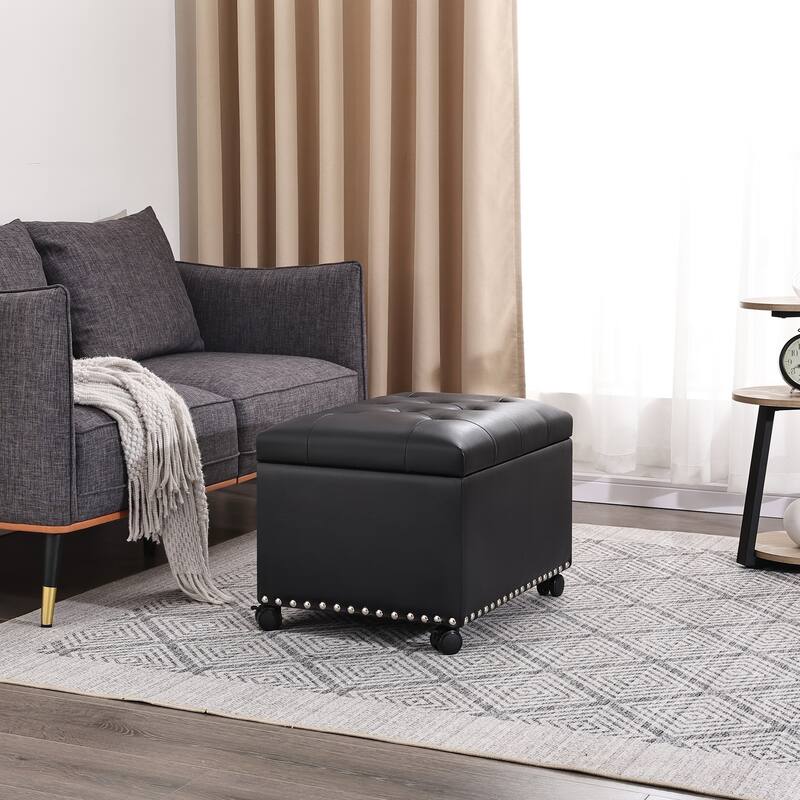 Adeco High End Classy Tufted Storage Ottoman Bench Footstool