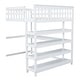 preview thumbnail 28 of 82, Space-Saving Loft Bed with Storage Shelves and Desk, Solid Wood Loft Bed Frame with Ladder and Guardrail for Kids Teens Adults
