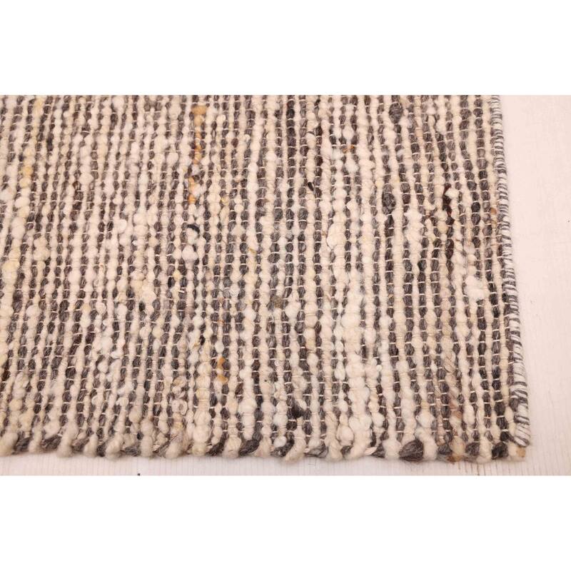 ECARPETGALLERY Braid weave Sienna Grey Wool Kilim - 9'0 x 11'10
