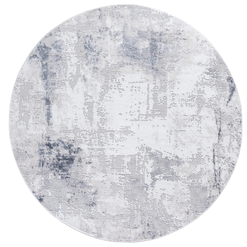 SAFAVIEH Slate Jelline Modern Abstract Rug - Grey/Ivory - 6'7" Round