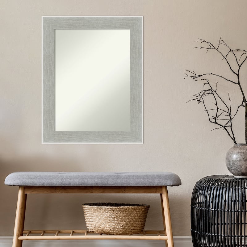 Non-Beveled Bathroom Wall Mirror - Glam Linen Grey Frame