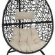 preview thumbnail 2 of 6, Sunnydaze Caroline Hanging Egg Chair with Stand - Resin Wicker - Beige Cushions