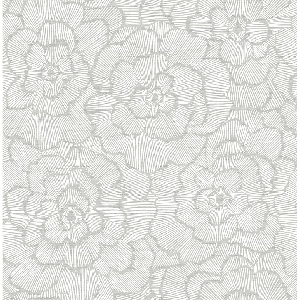 A-Street Prints Periwinkle Light Grey Textured Floral Wallpaper