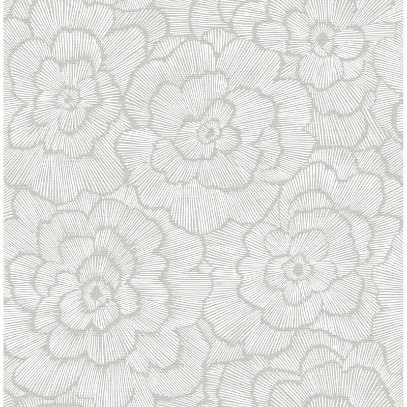 A-Street Prints Periwinkle Light Grey Textured Floral Wallpaper