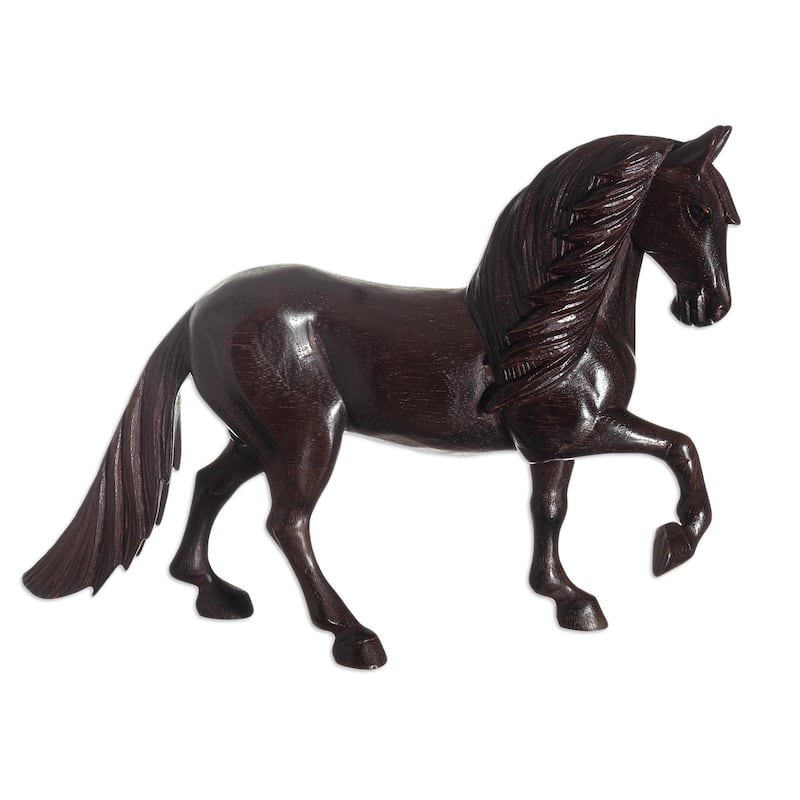Novica Handmade Proud Peruvian Walking Horse Cedar Wood Sculpture