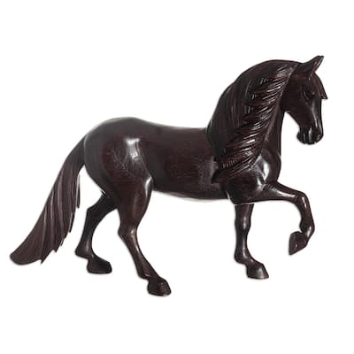 Novica Handmade Proud Peruvian Walking Horse Cedar Wood Sculpture