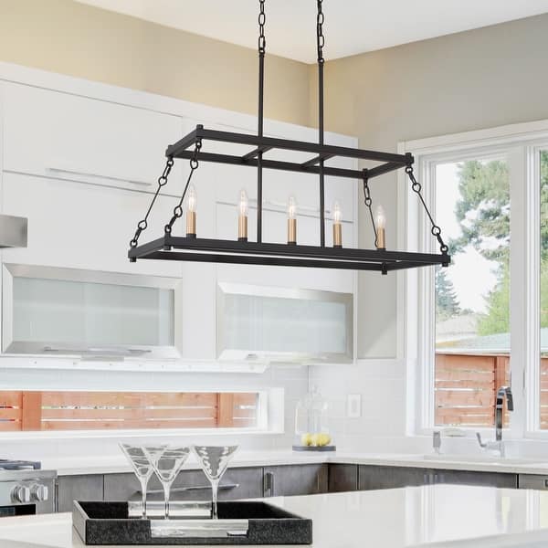 Modern 5 Light Candle Linear Chandelier Island Pendant Lighting For Kitchen Island L30 Xw12 Xh23 6 Overstock 32221763