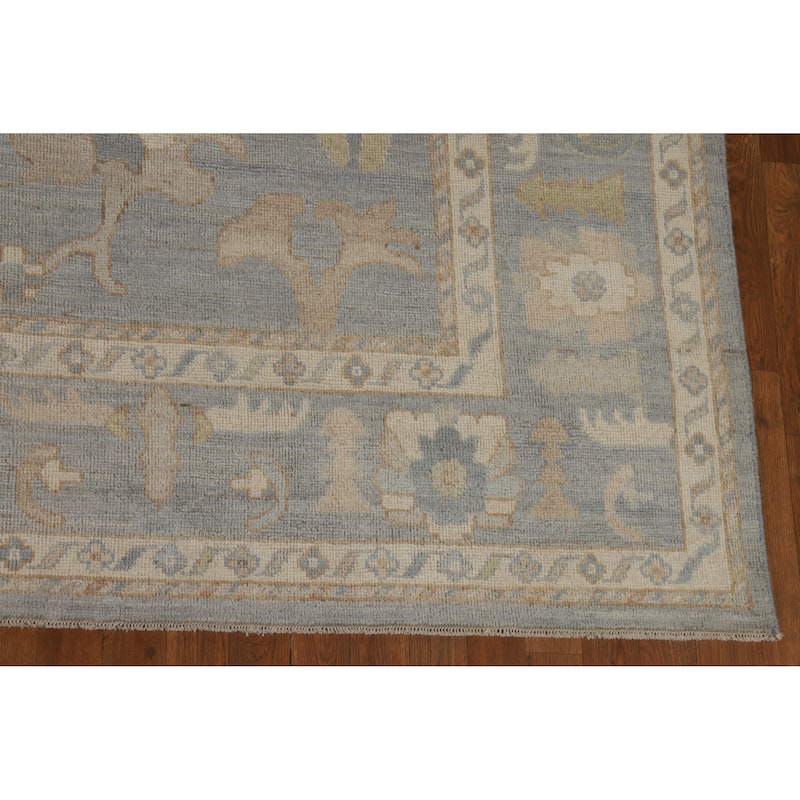 Hand Knotted Oriental 100% Wool Carpet Transitional All-Over Greys & Charcoal Oushak Area Rug - 11' 11'' X 9' 4''