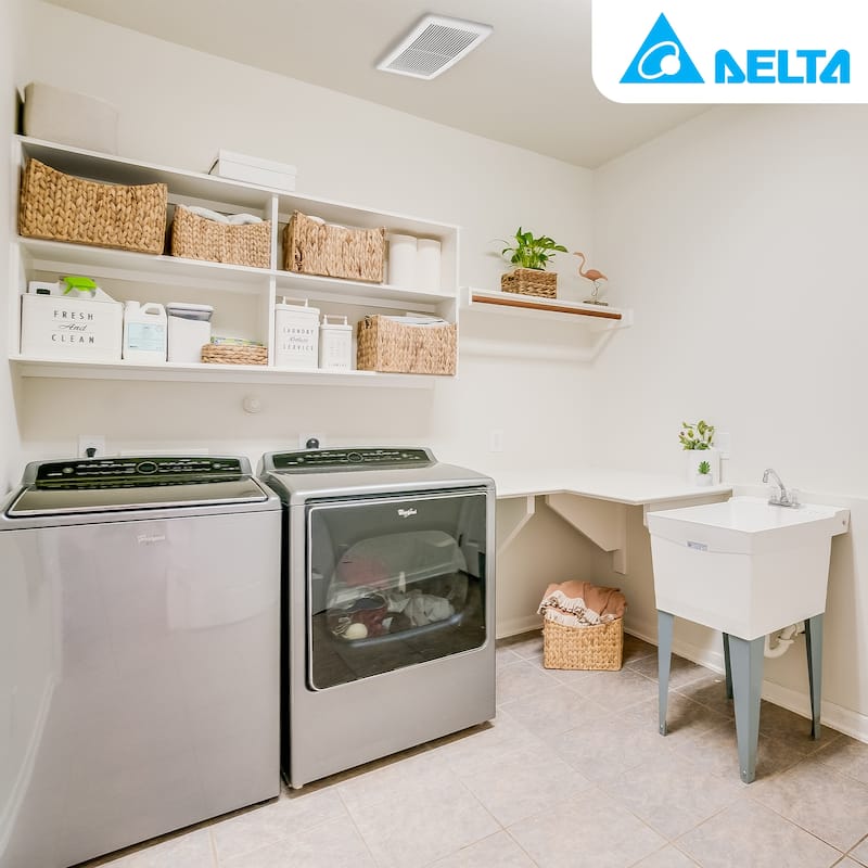 Delta Breez Slim Ventilation Exhaust Bathroom Fan 70 CFM with Dual Speed, White - 4.77