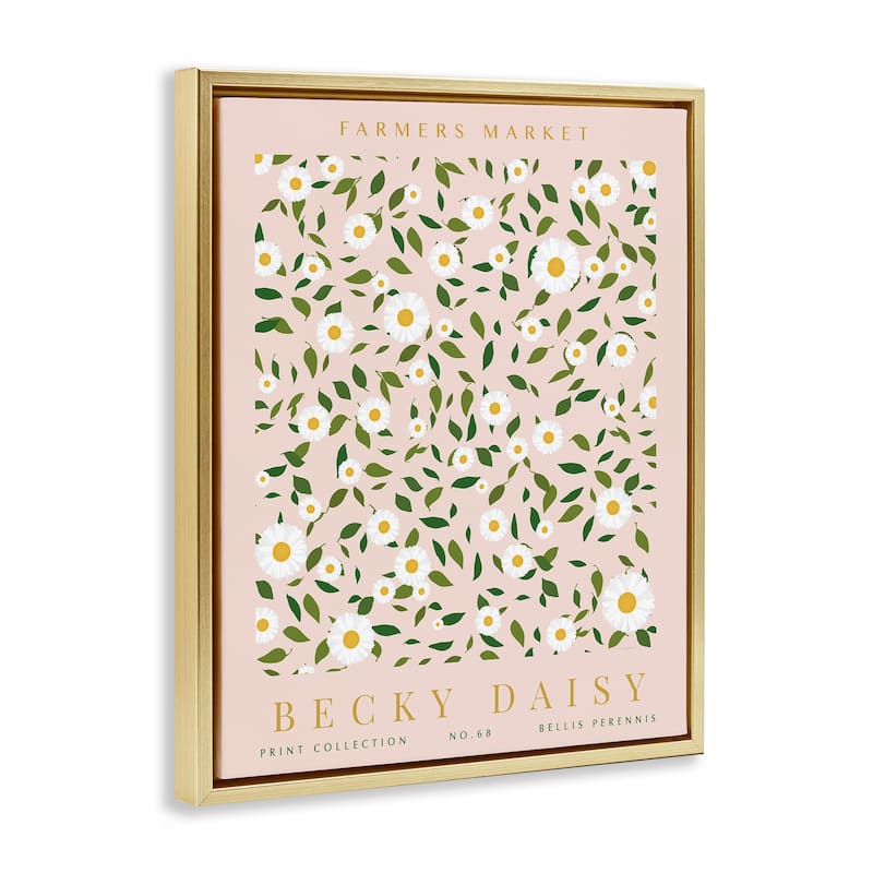 Stupell Minimal Pastel Daisies Framed Floater Canvas Wall Art Design By Kamdon Kreations