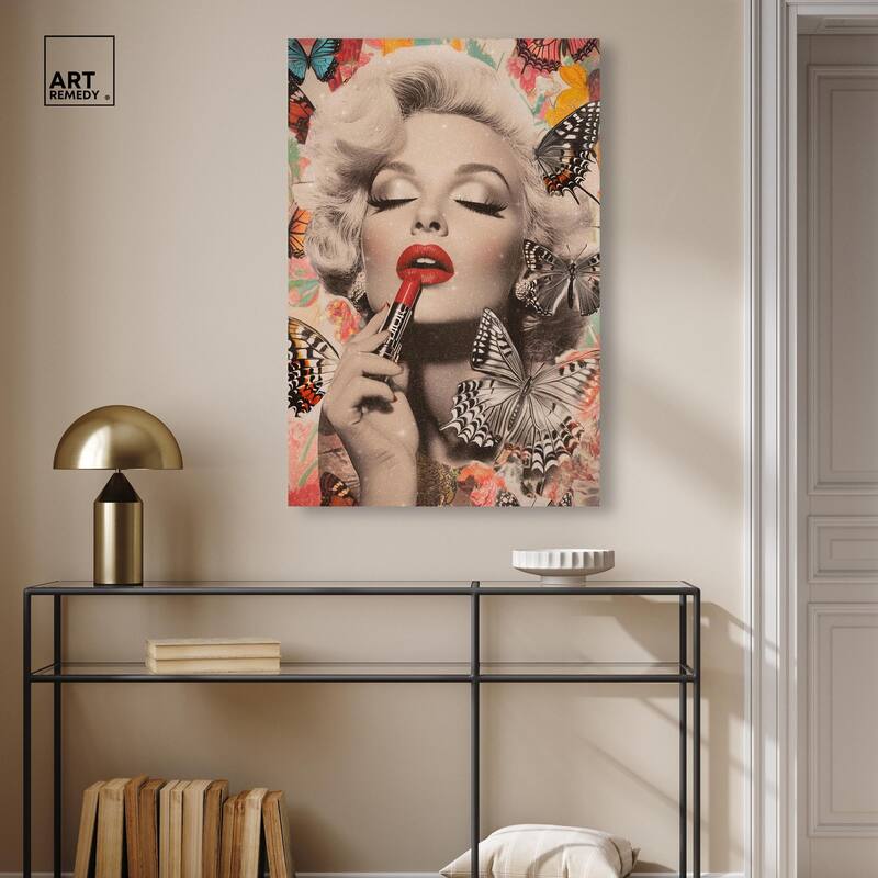 Iconic Lady Butterfly Collage Canvas by Art Remedy, Gallery Wrapped