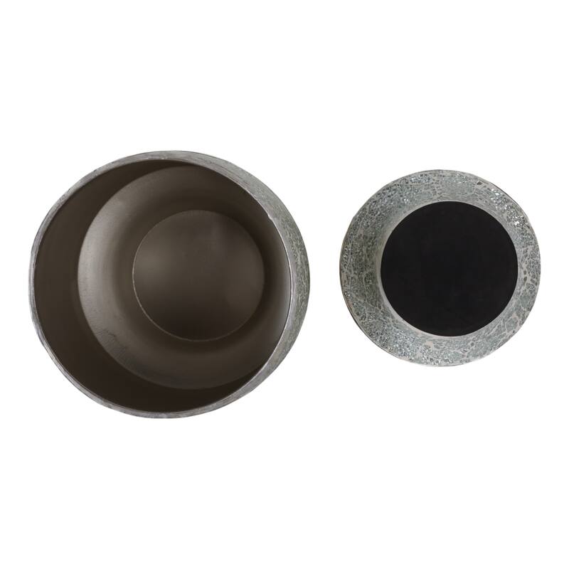 Metal Planters Mirrored Mosaic Surface Modern Accent Home (Set of 2)