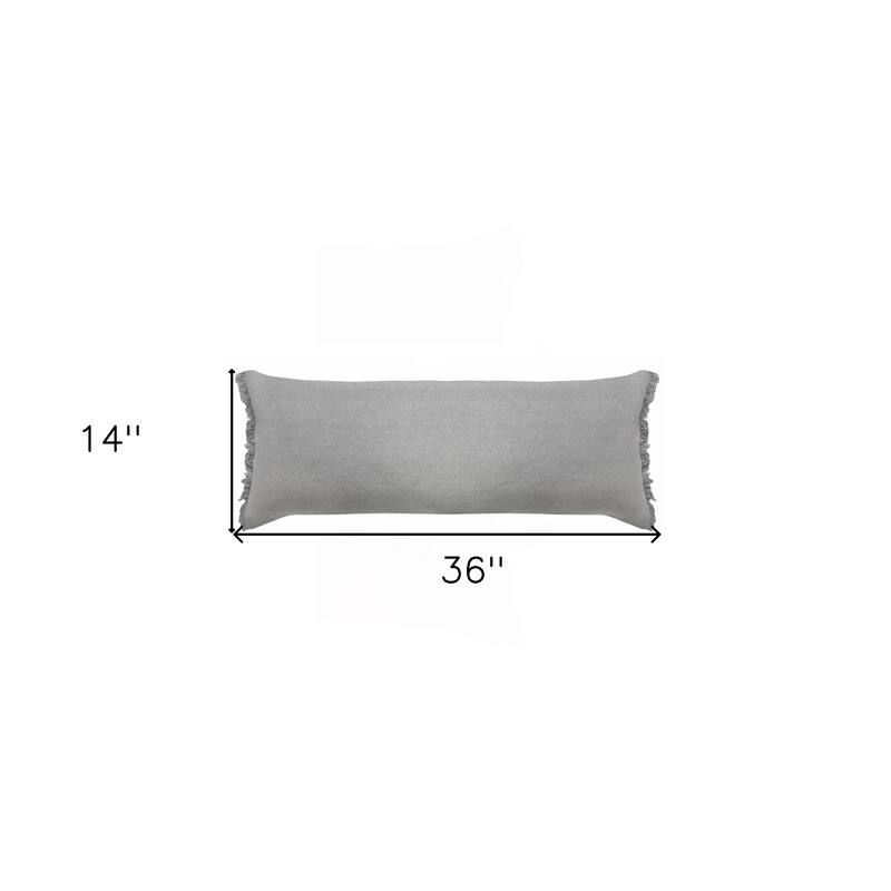 HomeRoots 14" X 36" Light Gray 100% Cotton Zippered Pillow
