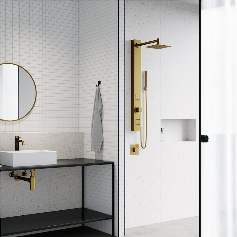 VIGO Orchid 39" H x 4" W 2-Jet Retro Shower Panel with Square Shower Head