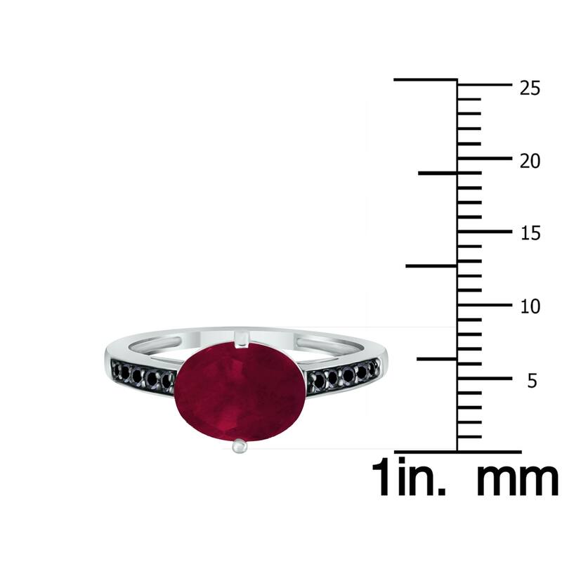Marquee Jewels Ruby and Black Diamond Ring in 10K White Gold