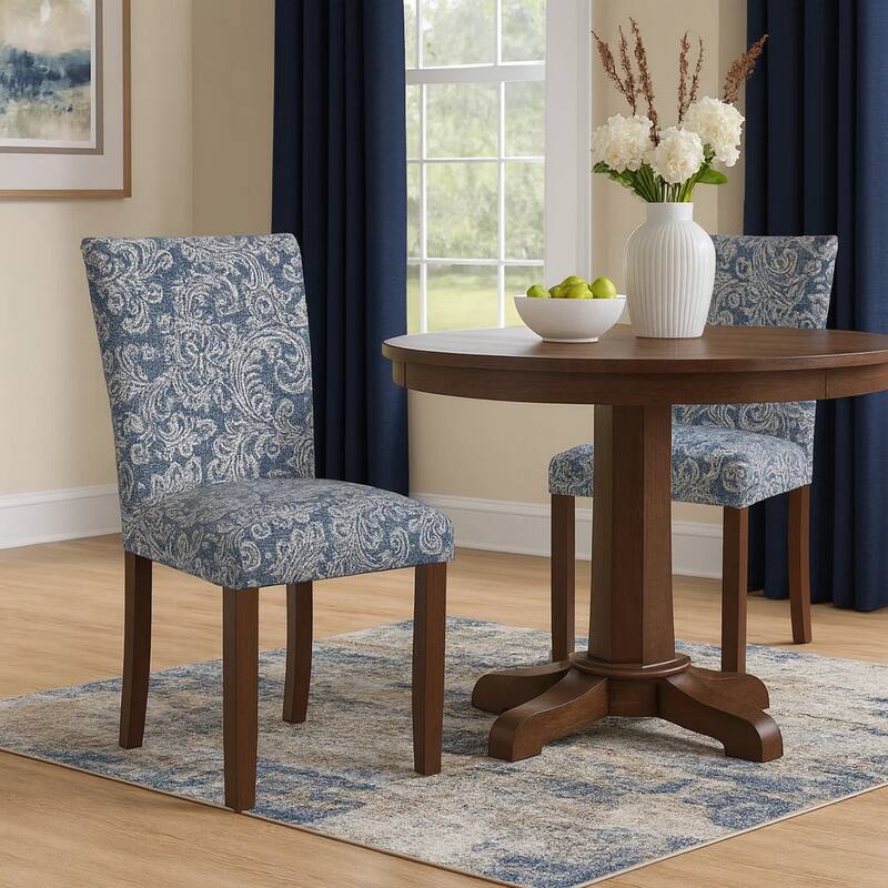 Jax Parsons Dining Chair Set of 2, Blue Jacobean Print Polyester