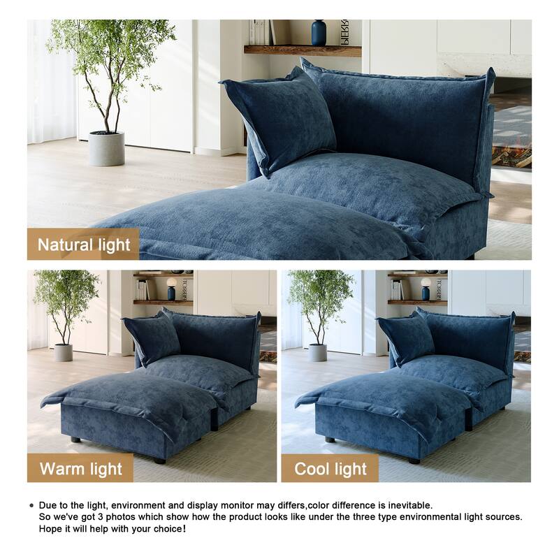 Casual 40"W Oversized Soft Comfy Cloud Chenille Chaise Lounge with Ottoman