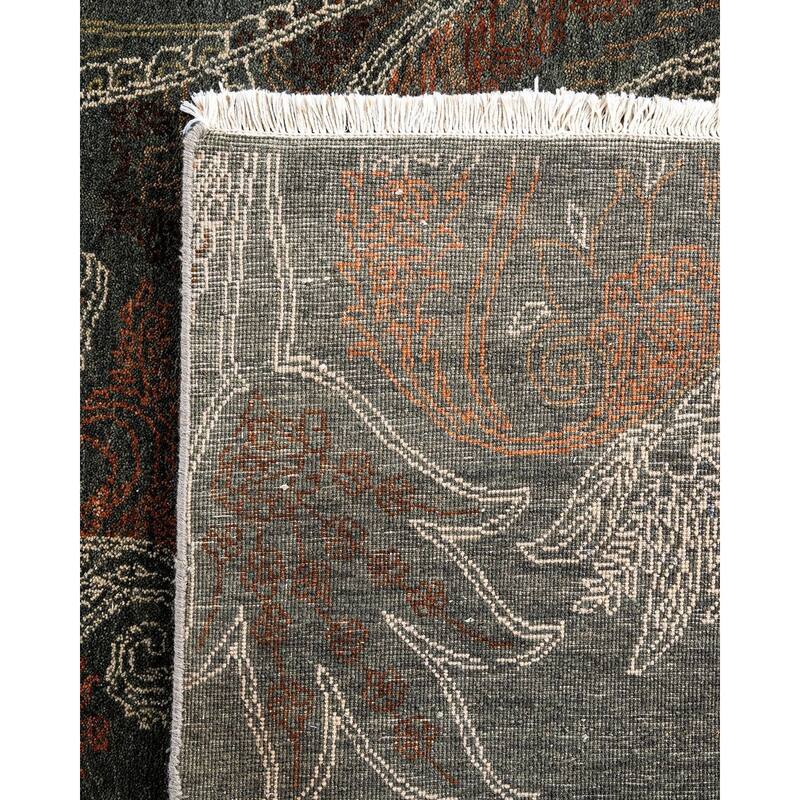 Ikat One-of-a-Kind Hand-Knotted Area Rug - Gray, 7' 10" x 10' 0" - 7' 10" x 10' 0"