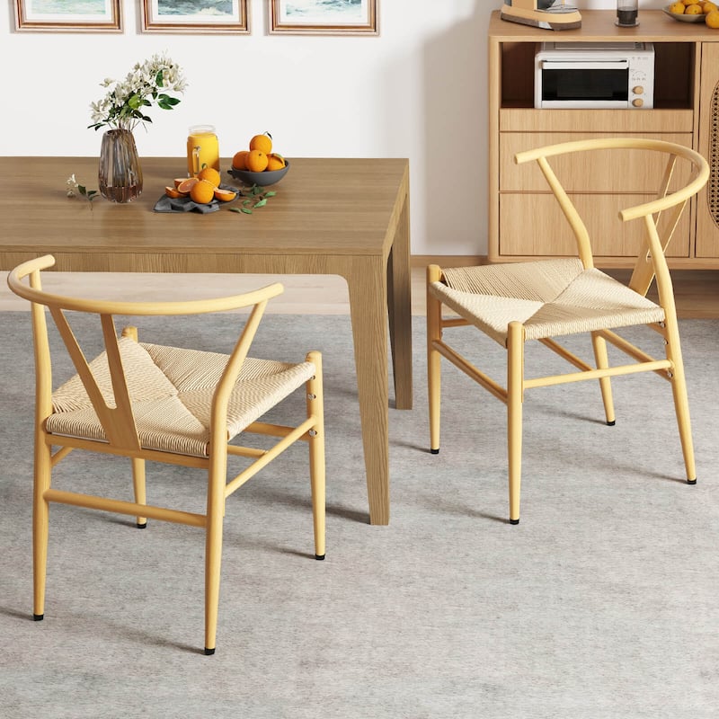 Costway Modern Dining Chair Set of 2/4 Weave Kitchen Armchairs with - See Details