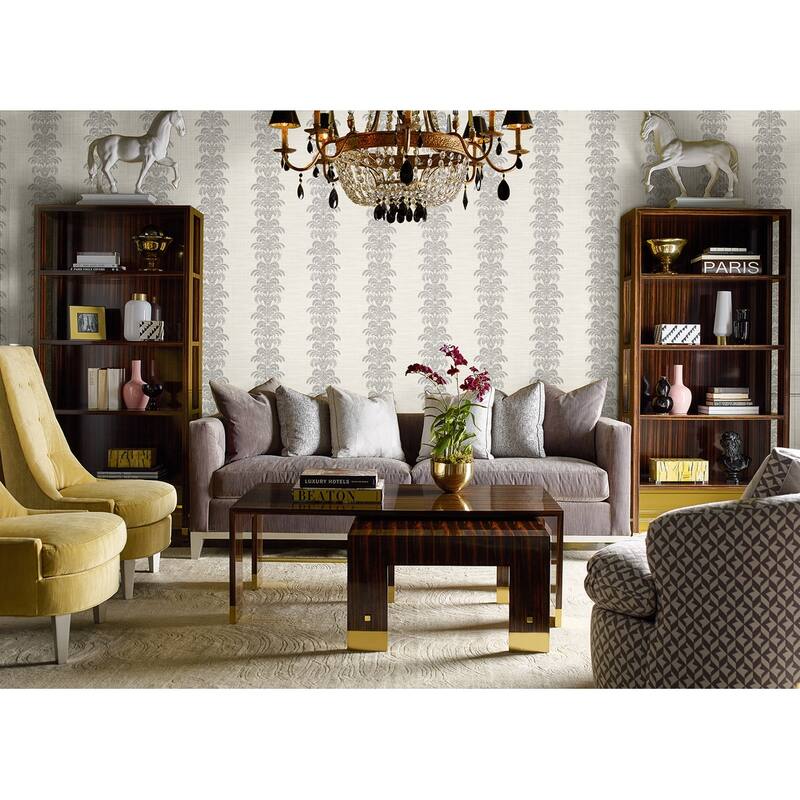 Seabrook Designs Lillian August Palm Frond Stripe Stringcloth Unpasted Wallpaper