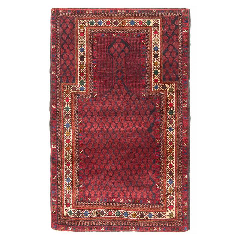 Teimani Burgundy Rug 2'10" x 4'8" - 2'10 x 4'8 - Burgundy - 2'10 x 4'8
