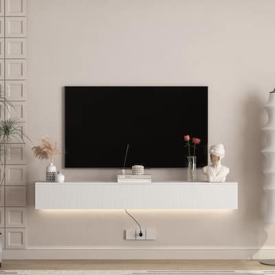Floating TV Stand Wall Mounted with 16 Color LEDs, 69" Modern TV Stand, Versatile TV Cabinet Entertainment Center