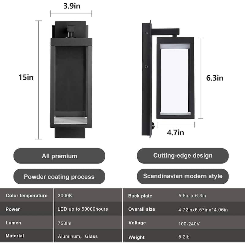 Inowel Wall Light Outdoor LED PIR Sensor Sconce IP54 13W 750Lm