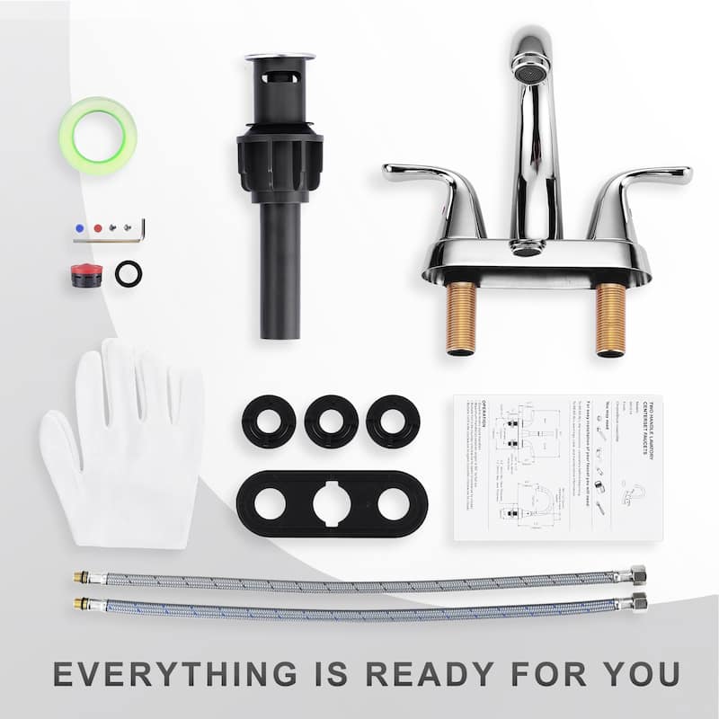 WOWOW 4 in. Centerset Double Handle High Arc Bathroom Sink Faucet