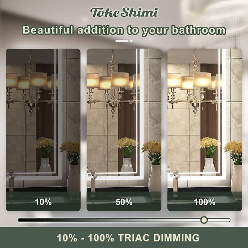 TokeShimi LED Bathroom Vanity Mirror, Anti-Fog Dimmable Wall Mirror