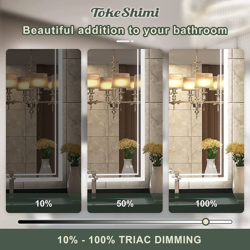 TokeShimi LED Bathroom Vanity Mirror, Anti-Fog Dimmable Wall Mirror