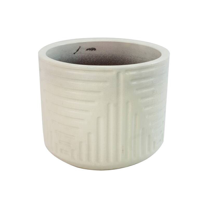 Milky White Ceramic Planter - 16 Inch Square Modern Flower Pot with Drainage Hole & Glossy Finish