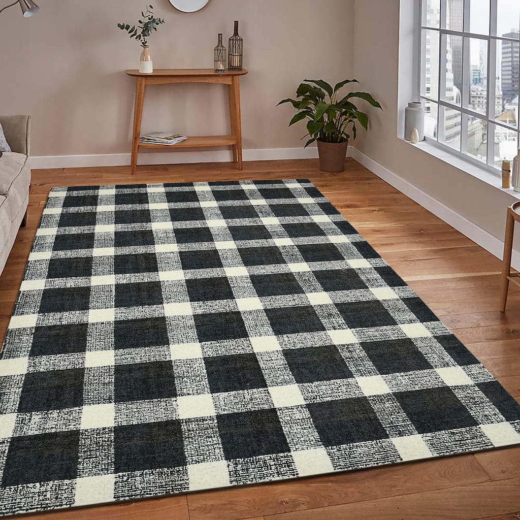 Tennessee Tartan Plaid Hand-Tufted Wool Rug